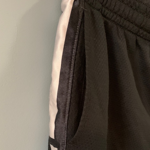 Nike Black Athletic Mesh Shorts with White Swoosh and Side Stripe - Picture 4 of 6